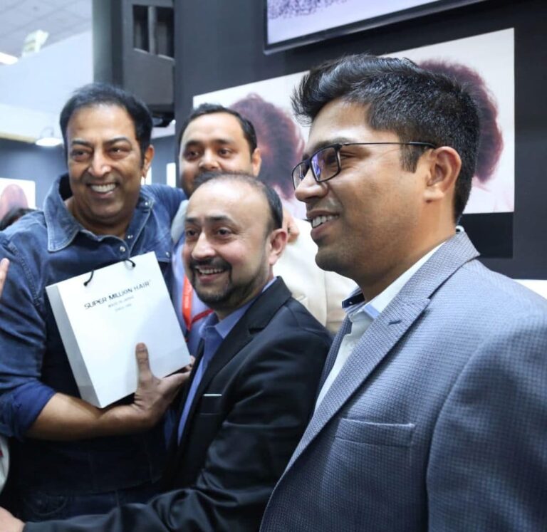 Vindu Dara Singh with the Super Million Hair team at Professional Beauty 2018, Delhi